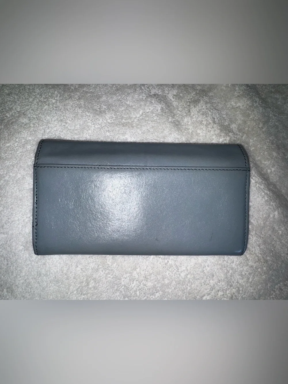 Hirofu Leather Vintage Blue long wallet, Made in Italy